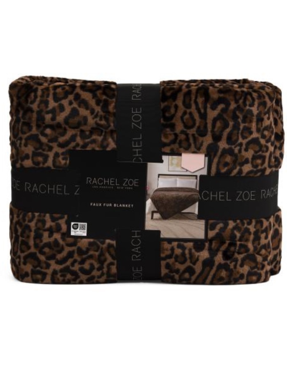 Rachel Zoe Leopard-Print Faux Fur Throw Blanket - Brown & Black